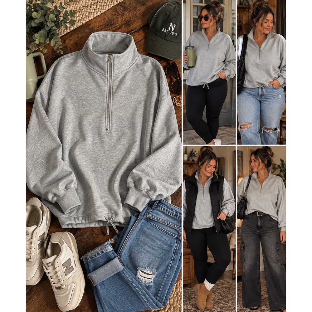 Old Navy Quarter Zip Sweatshirt XL Gray